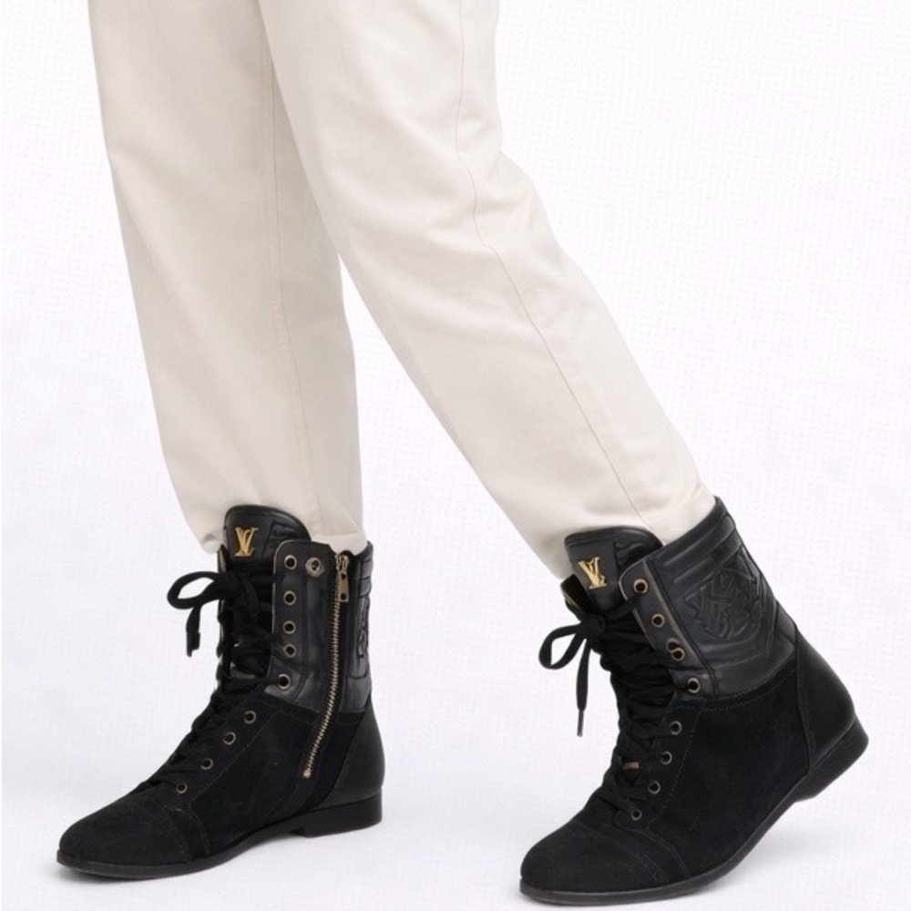 Authentic Louis Vuitton Beverly Hills Sneaker Boot Black Empreinte Size 40